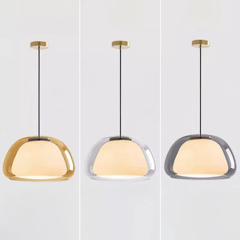 Lampada a sospensione moderna in vetro lattimo