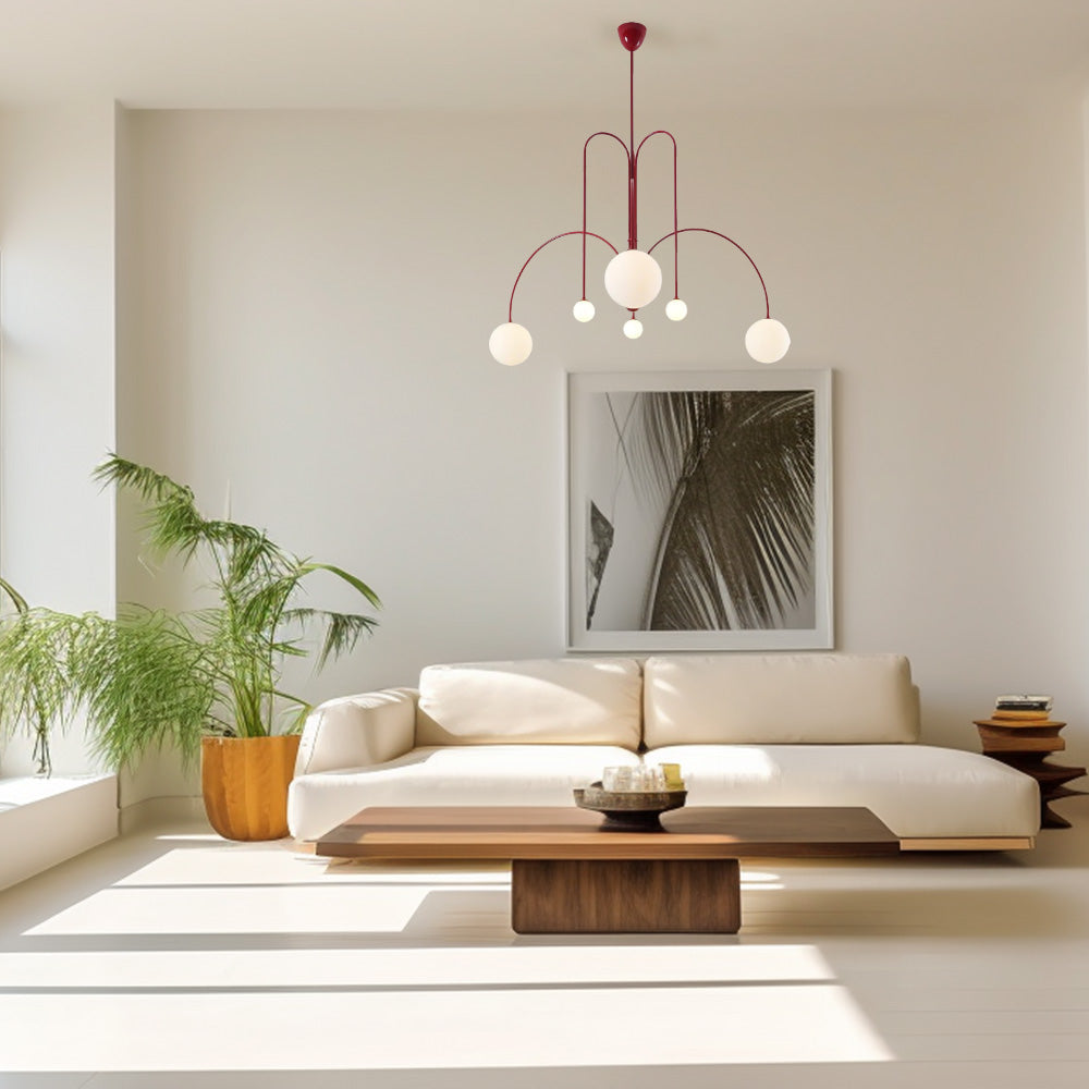 Lampada a sospensione moderna in vetro rotondo bianco
