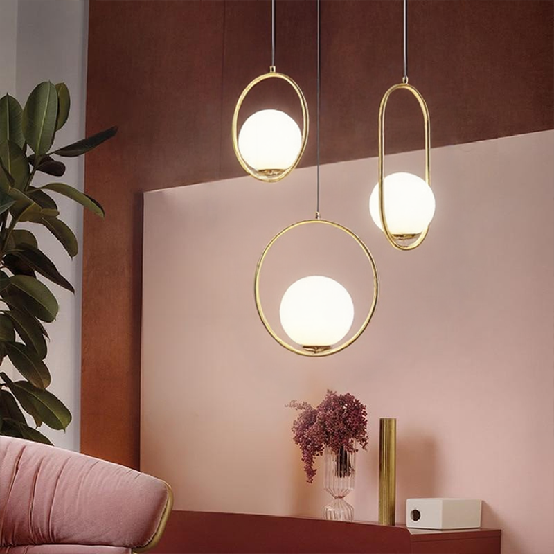 Lampadario moderno a sfera in vetro smerigliato Glarefusion