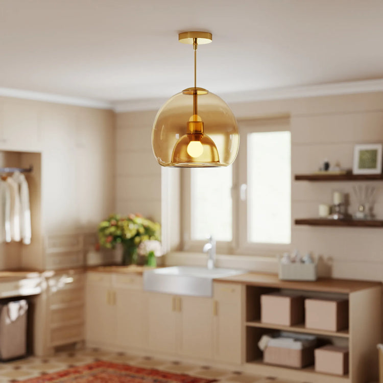 Moderne simpelt kobberglasloftslys