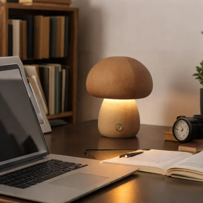 Vintage Wooden Cute Mushroom Night Light