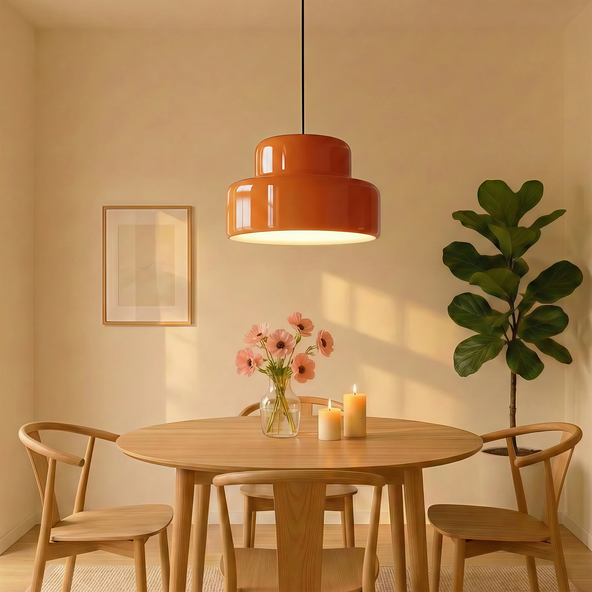 Lampe à Suspension Orange Bauhaus Vintage Moderne
