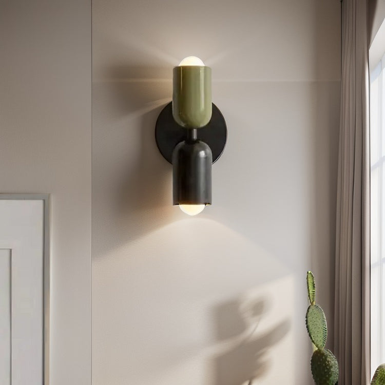 Glarefusion dobbeltendet tofarvet stearinlys væglampe