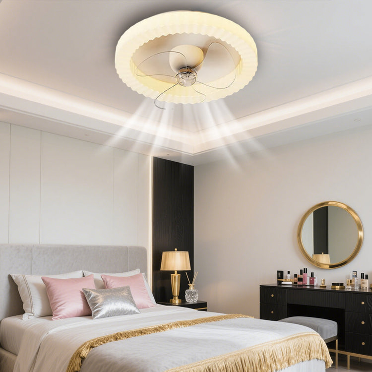 Hvid Rund Design Loftsventilator Med LED-lys