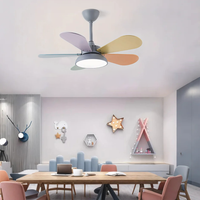 Macaron farverig runde loftsventilator med LED -lys