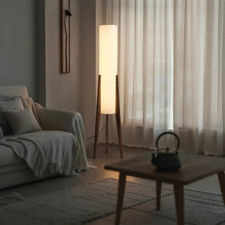 Solid Walnut Wood Floor Lamp