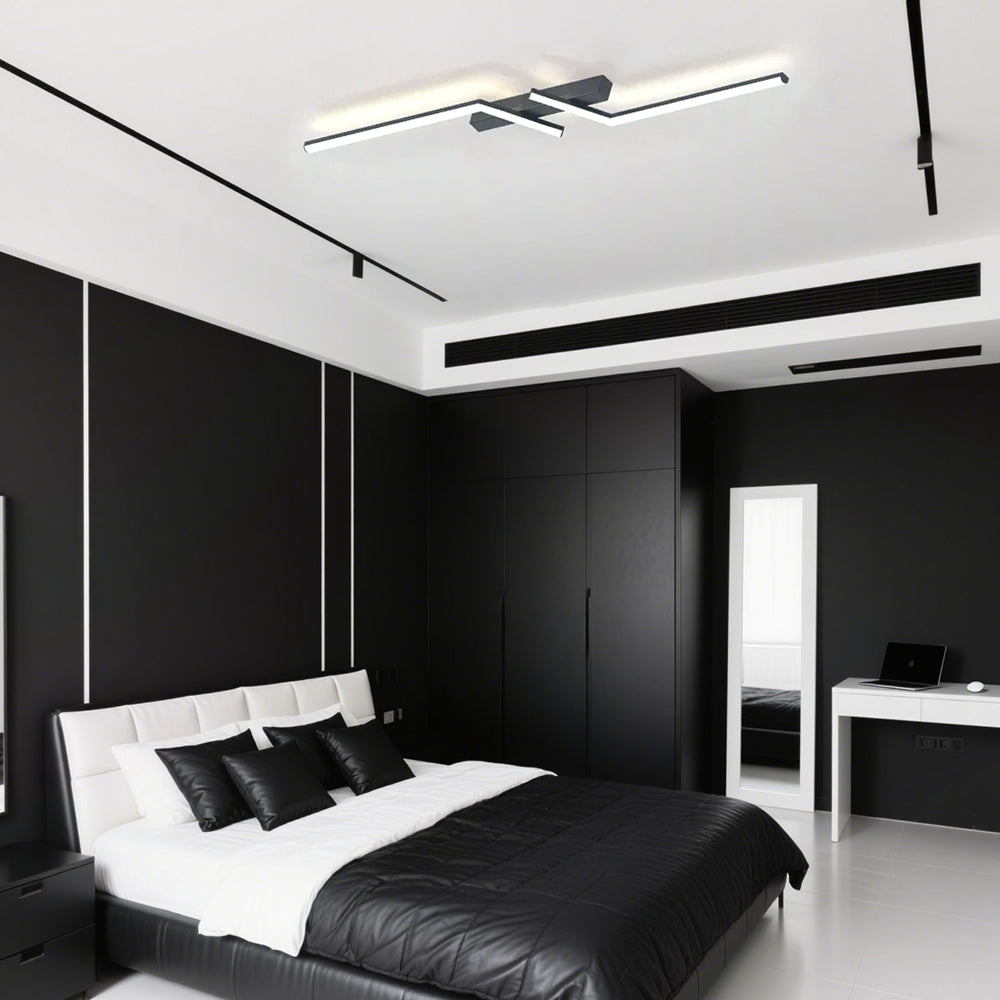 Plafonnier LED moderne simple en aluminium noir
