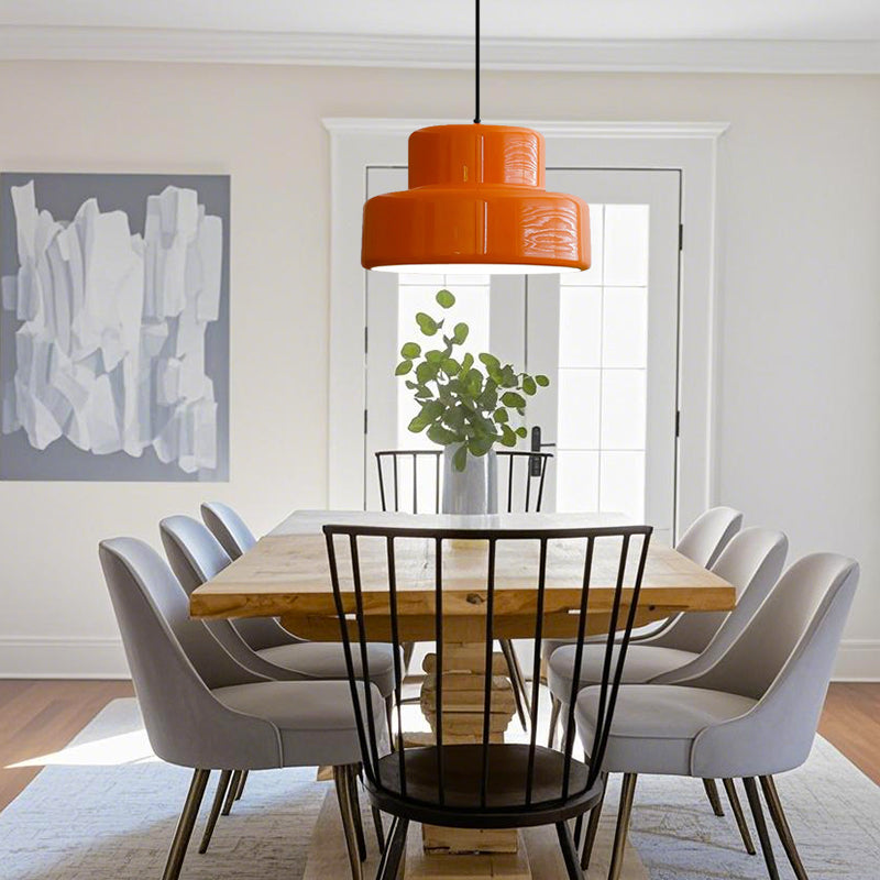 Moderne Vintage Bauhaus Orange Pendelleuchte