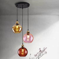 Glarefusion Modern Simple Colored Water Pattern Glass Ball Pendant Light