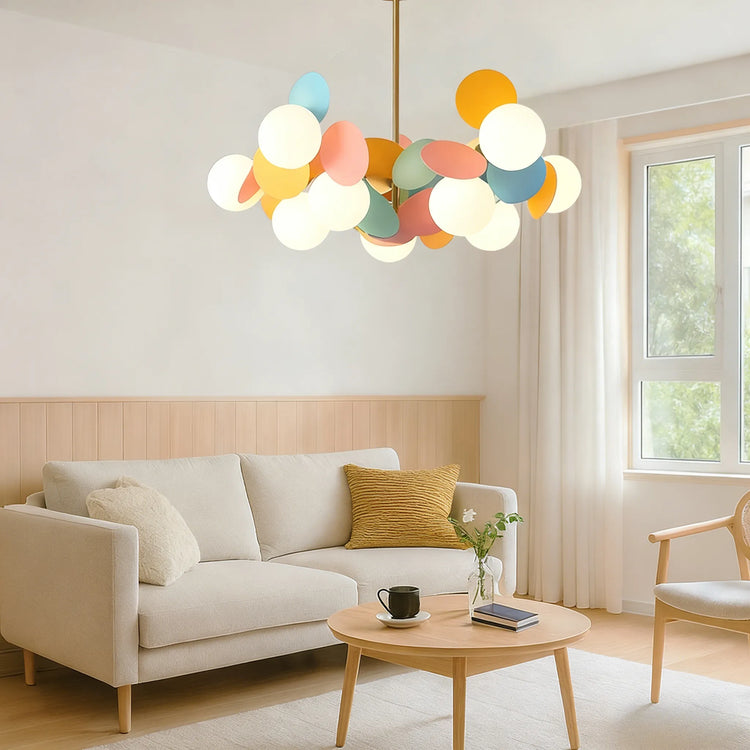 Moderne afrundede kugler i glas lysekrone