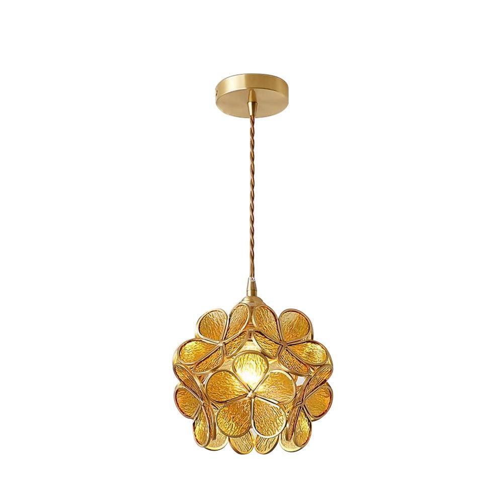 Lampe à suspension chic en verre floral