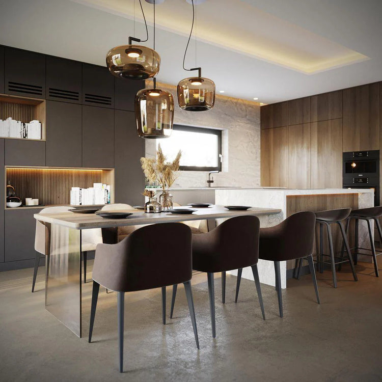 Moderne pendel i blæst glas