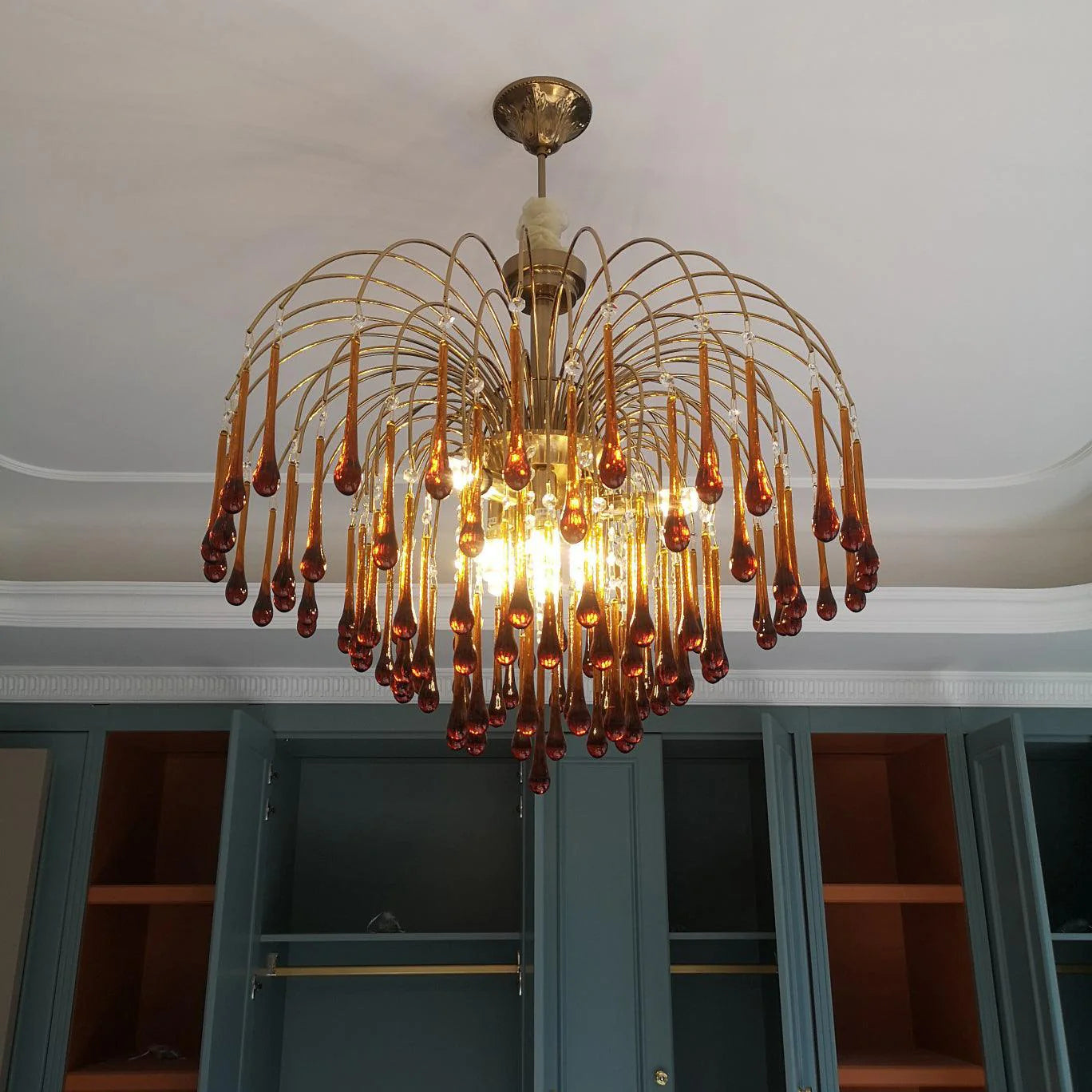 Classic Teardrop-Shaped Glass Chandelier