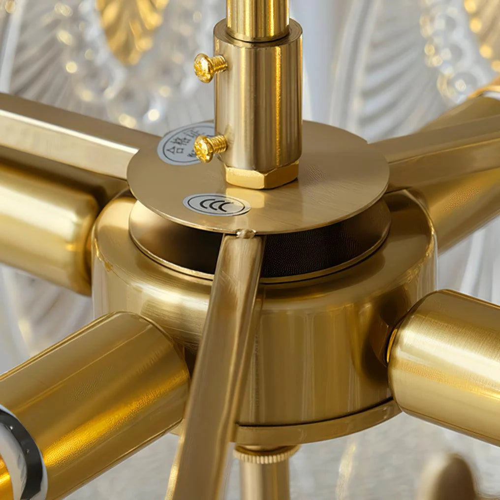 Lampadario in vetro rotondo intricato