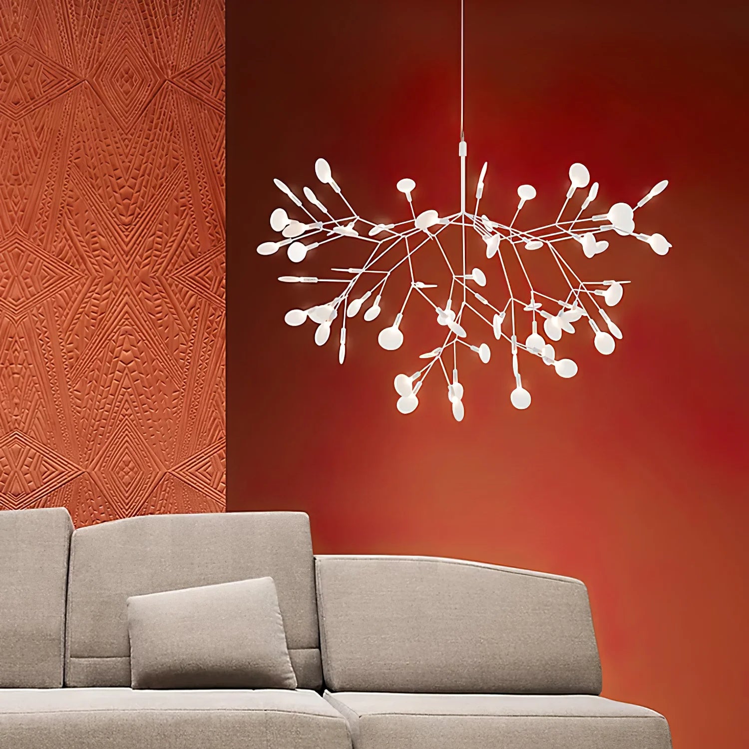 Lampadario luminoso in oro rosa