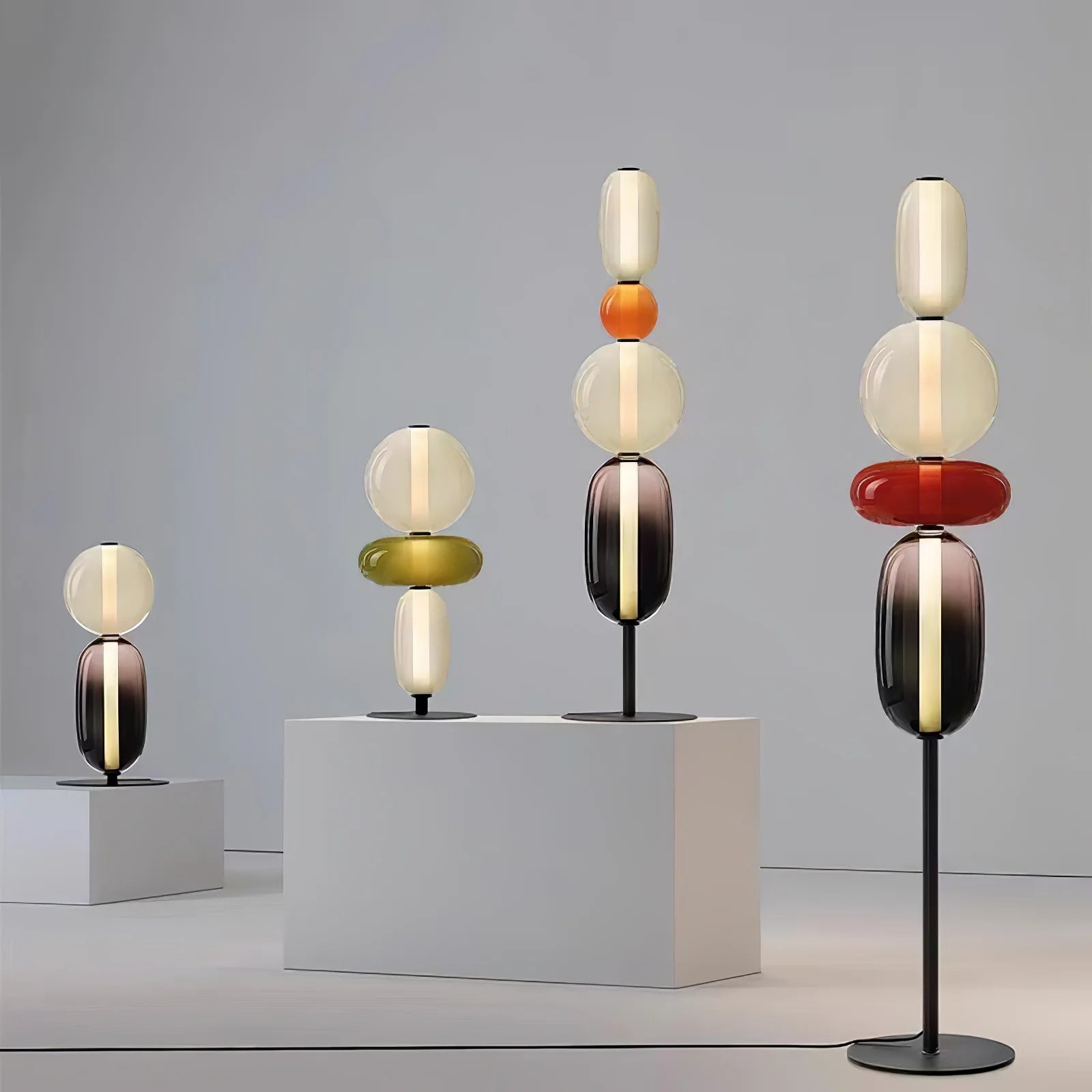 Lampadaire rond en verre de forme ovale tendance