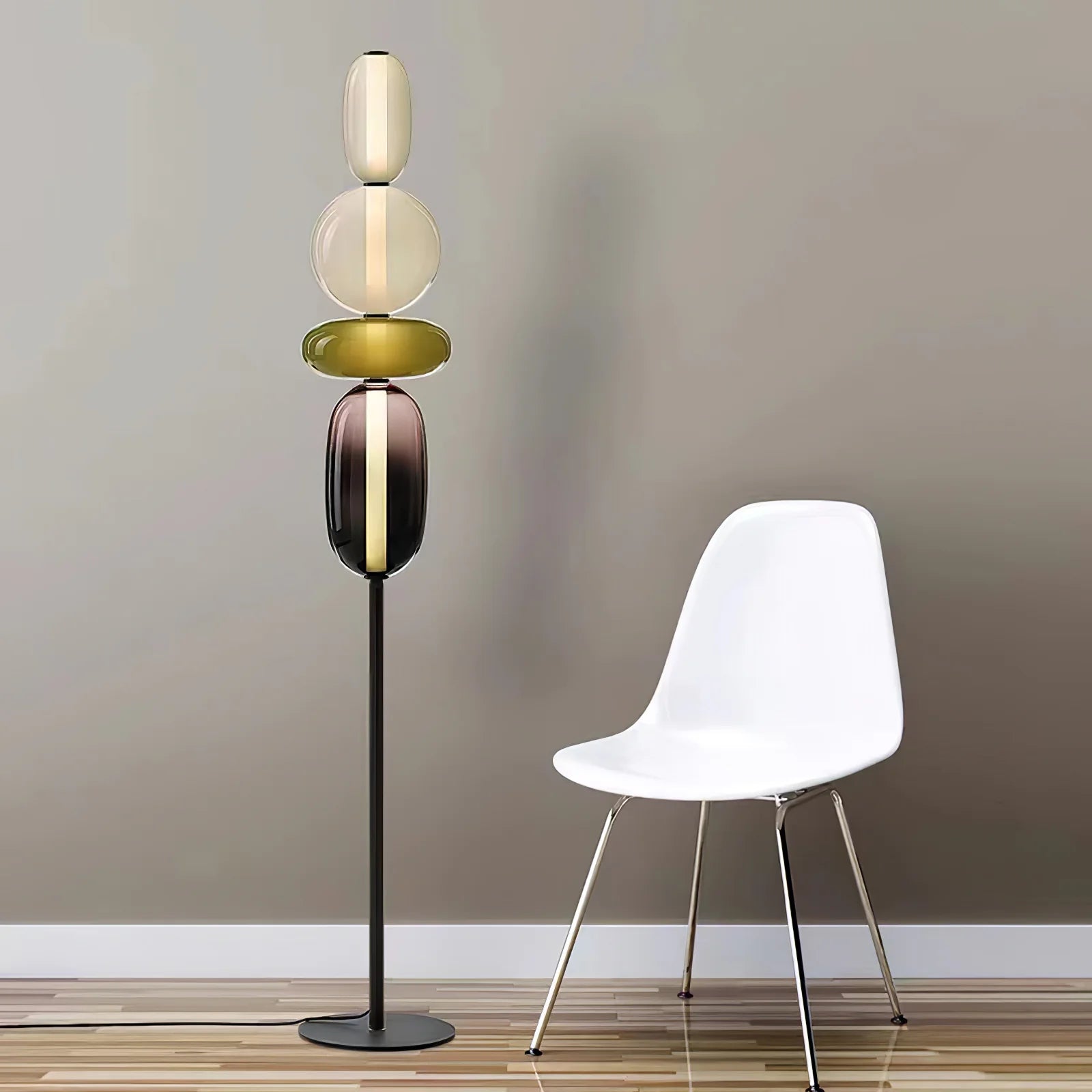 Lampadaire rond en verre de forme ovale tendance