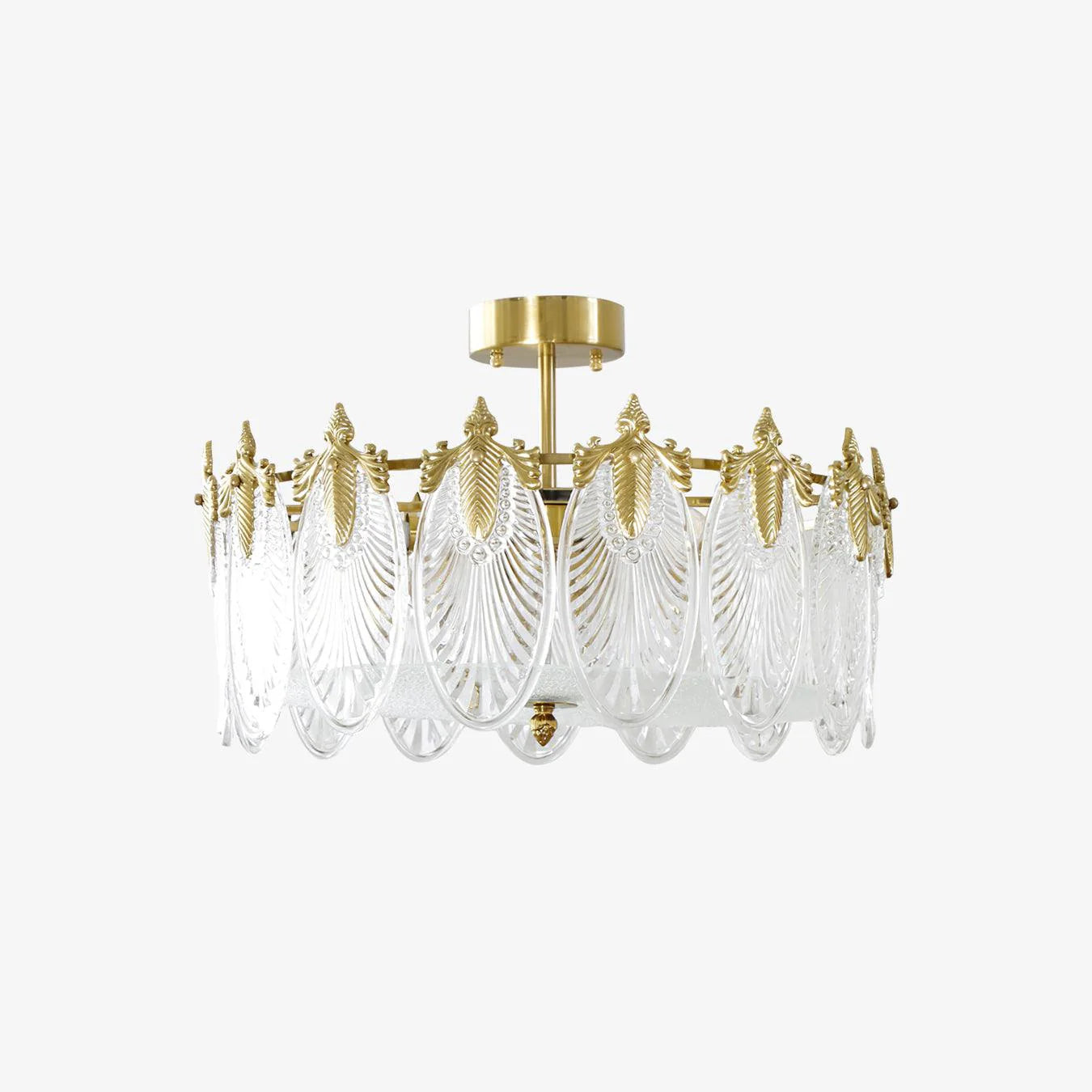 Lampadario in vetro rotondo intricato