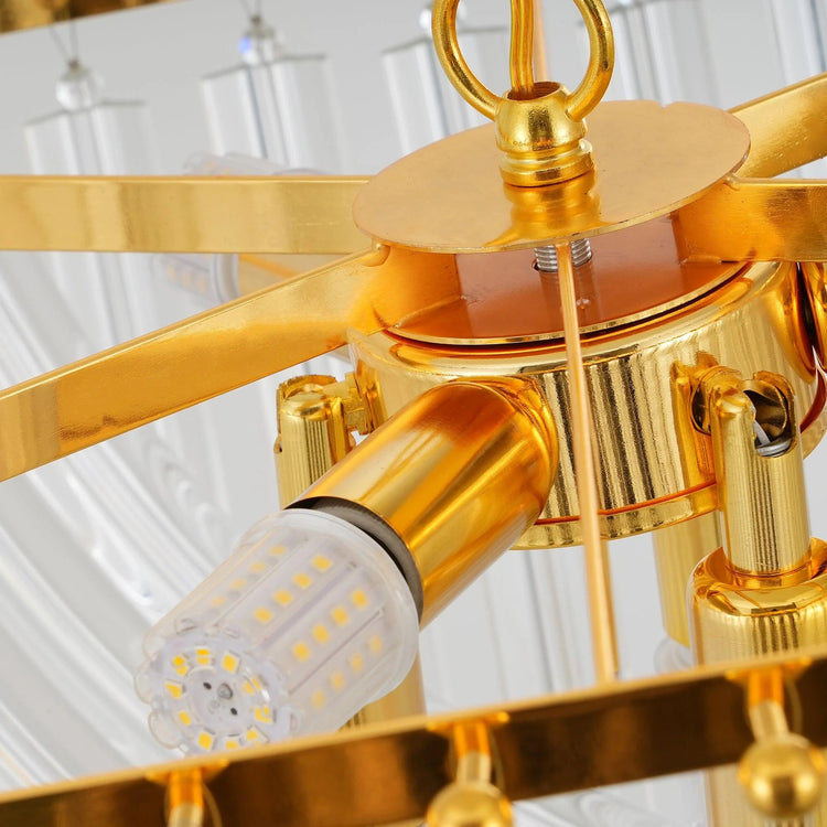 Stilfuld skålform lysekrone af glas