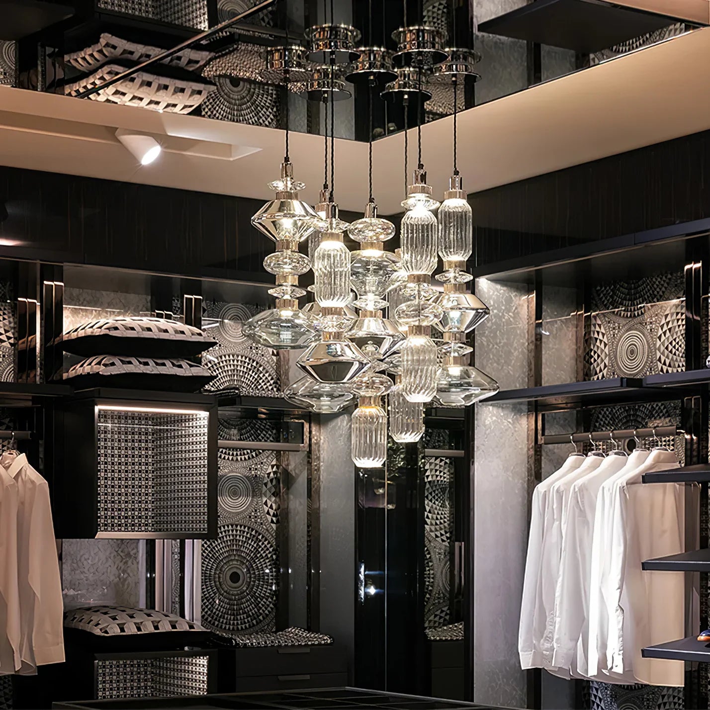 Lampe suspendue élégante à plusieurs abat-jour en verre
