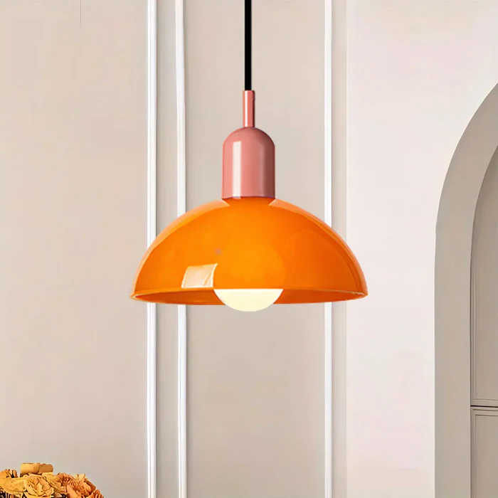 Lampada a sospensione a forma di ciotola colorata
