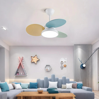 Macaron farverig runde loftsventilator med LED -lys