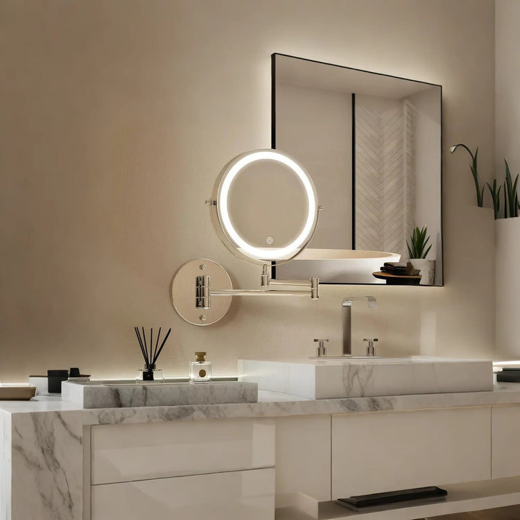 Glarefusion Tre-tonet dæmpende vægmonteret makeup spejl