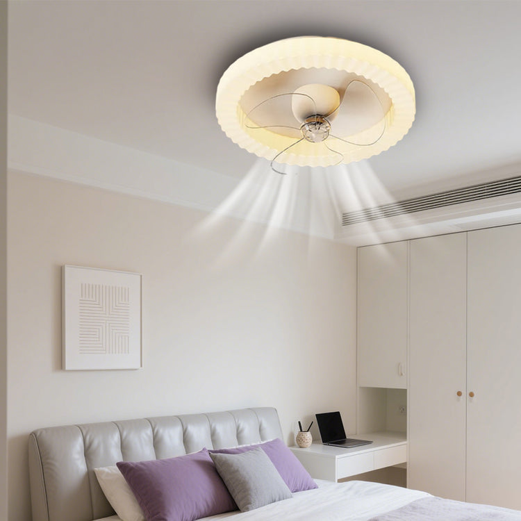 Hvid Rund Design Loftsventilator Med LED-lys