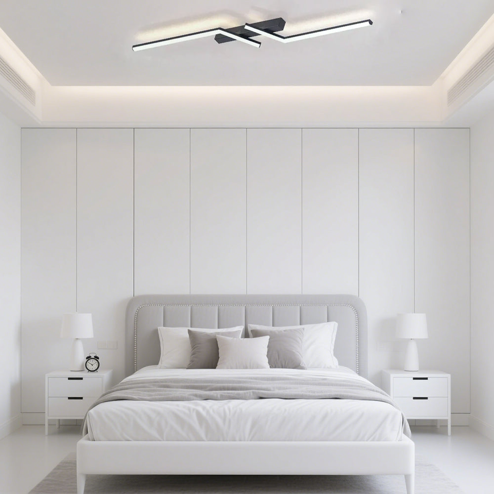 Plafonnier LED moderne simple en aluminium noir