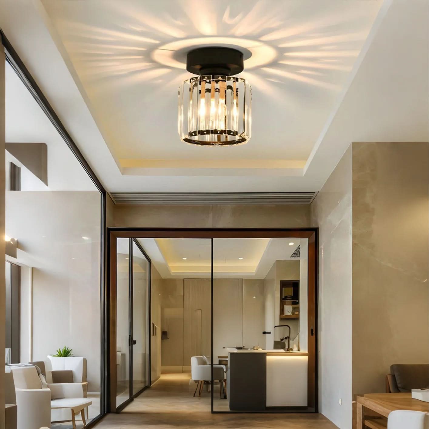 GlareFusion Plafonnier LED en verre cristal nordique moderne