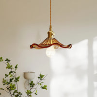 Glarefusion Vintage Glass Hibiscus Flower Pendant Light