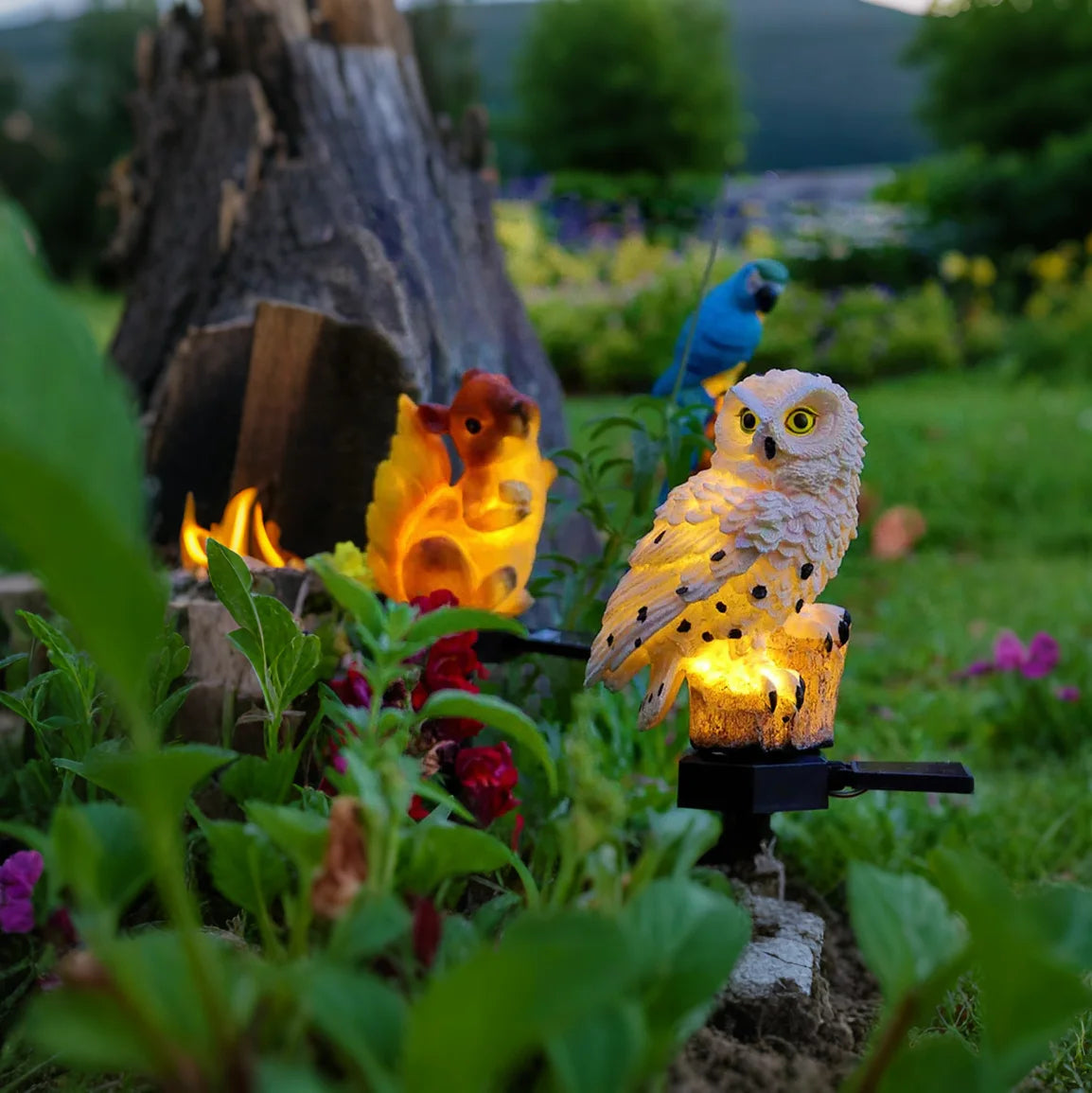 Lampe solaire créative en forme de hibou.