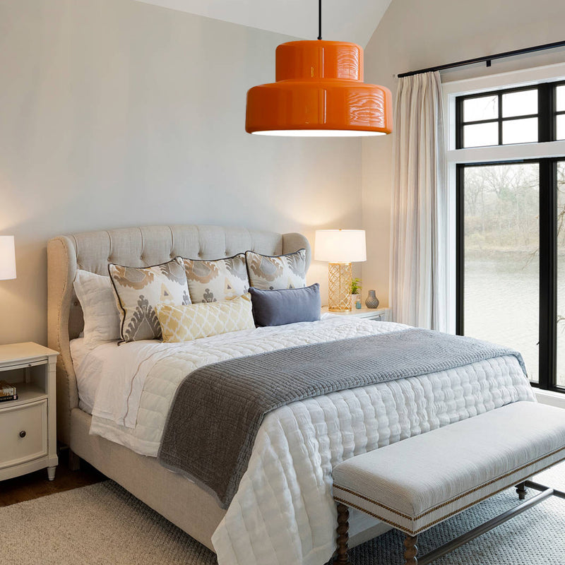 Moderne Vintage Bauhaus Orange Pendelleuchte