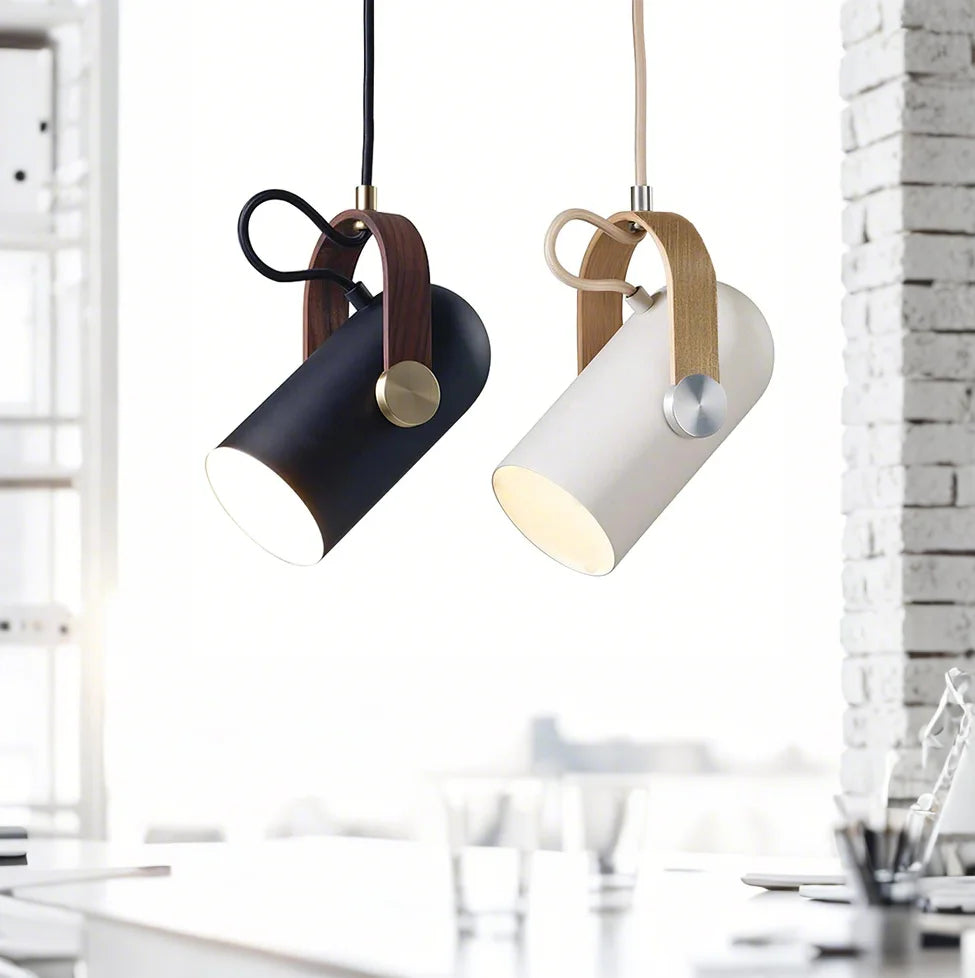 Lampada a sospensione moderna nordica in legno girevole