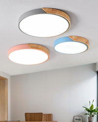 Glarefusion LED Modern Ultra Thin Wood Ceiling Light