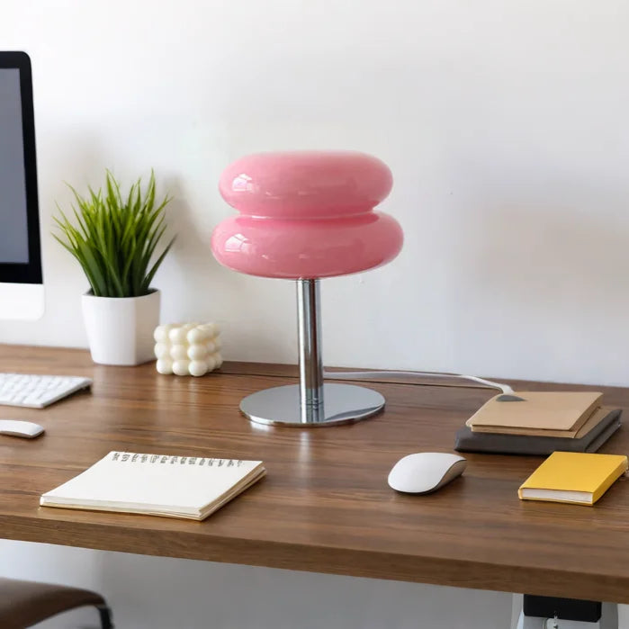 Chic glaskagebordlampe