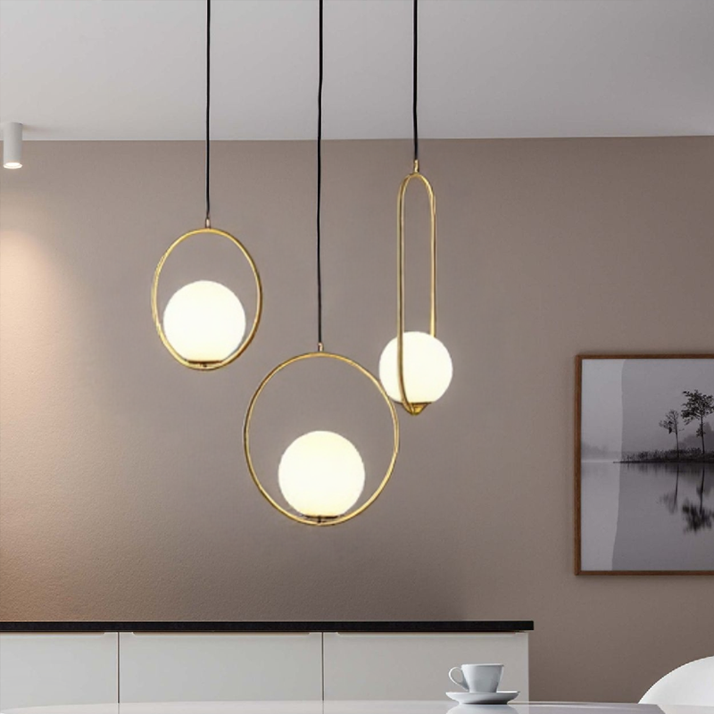Lampadario moderno a sfera in vetro smerigliato Glarefusion