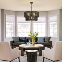 Bohemian Layered Drum Rattan Pendant Light