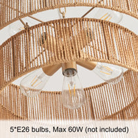 Bohemian Layered Drum Rattan Pendant Light
