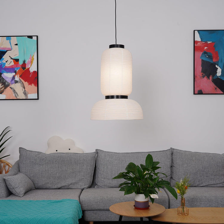 Trendy rundt rispapir vedhængslampe