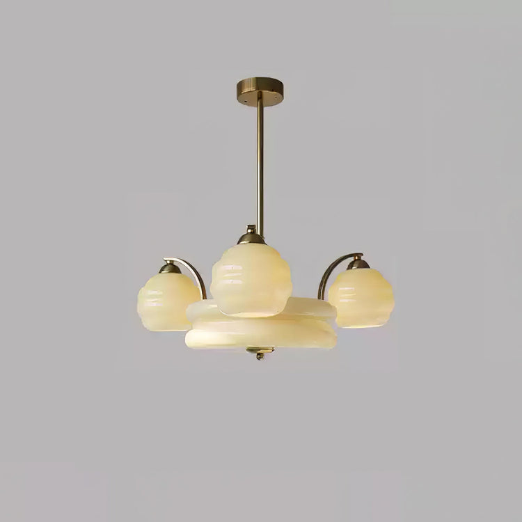 Retro opaline lysekrone med flere hoveder