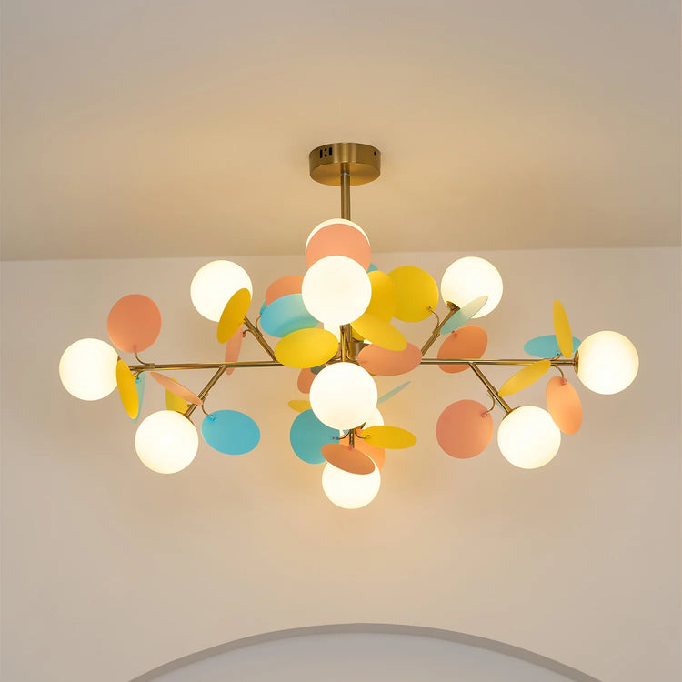 Moderne afrundede kugler i glas lysekrone