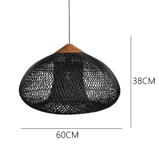 Glarefusion Vintage Rattan Woven Chandelier