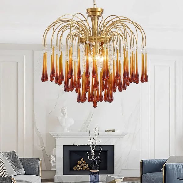 Classic Teardrop-Shaped Glass Chandelier