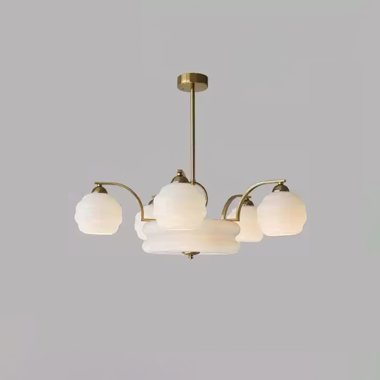 Lampadario Art Déco opalino