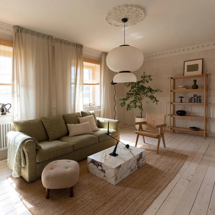 Trendy rundt rispapir vedhængslampe