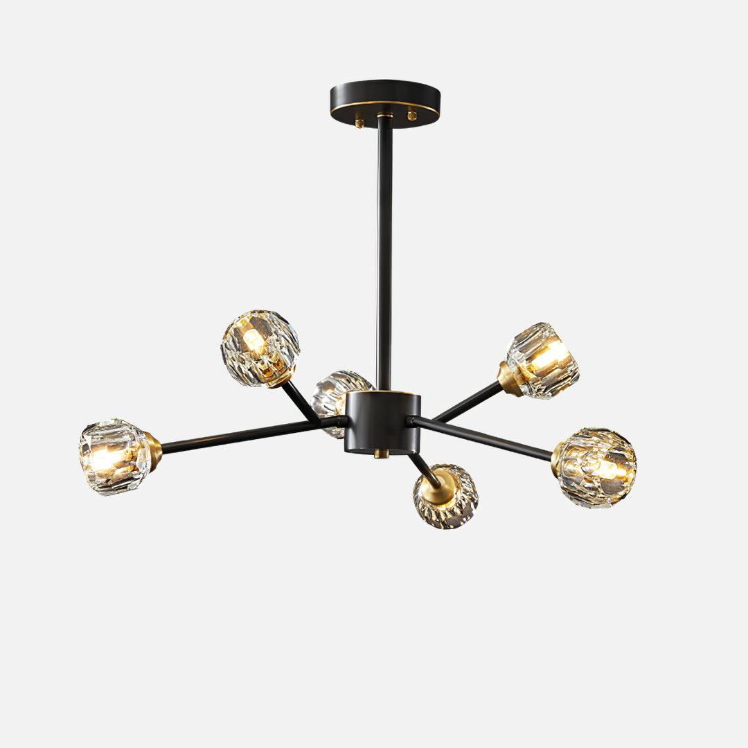 Lampadario a cascata con sfera di vetro