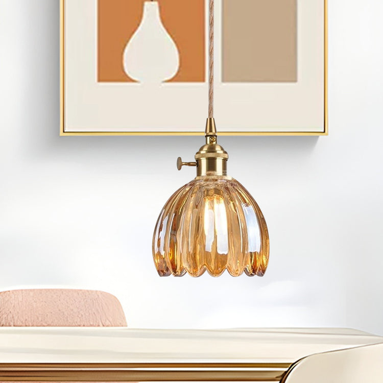 Moderne Retro-Glasblumen-Pendelleuchte