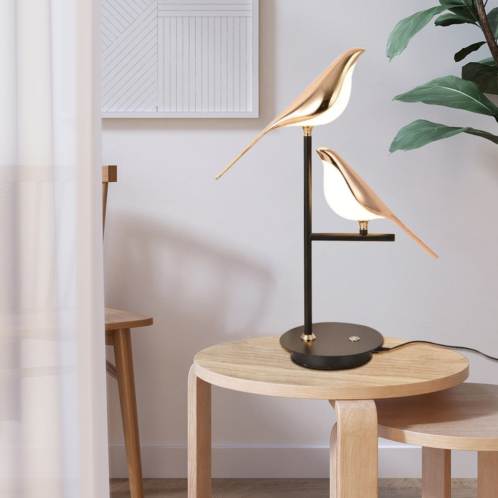 Lampe de table à double oiseaux à double oiseaux
