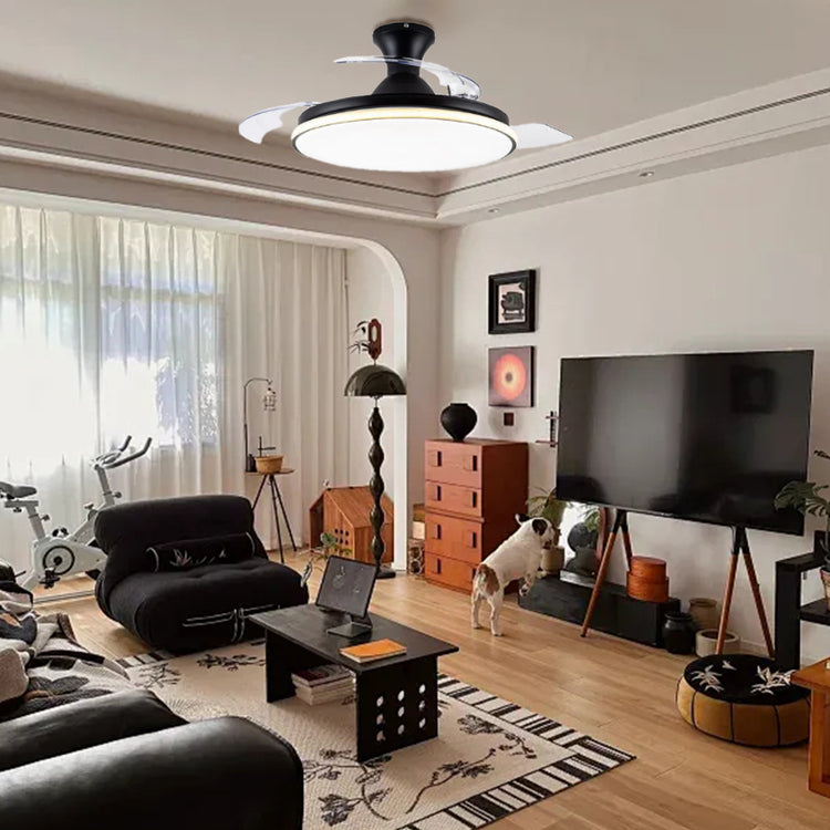 Slank loftsventilator med indbygning med LED-lys